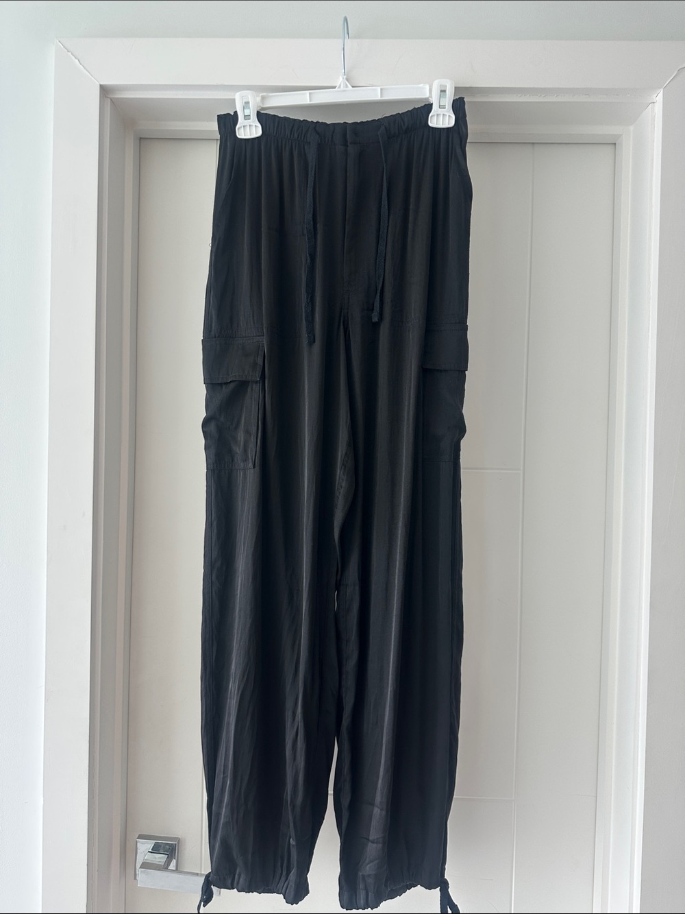 PINK Victoria's Secret Black Cargo Jogger Pants with Drawstring